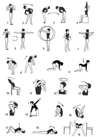 A set of exercises for osteochondrosis